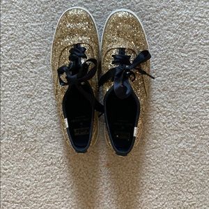 Kate Space x Keds Gold Glitter Sneakers Silk Laces